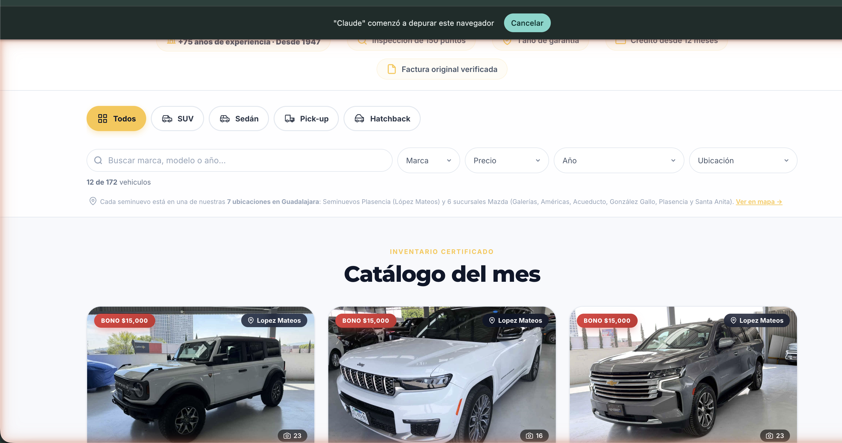SPA Seminuevos · Catálogo dinámico